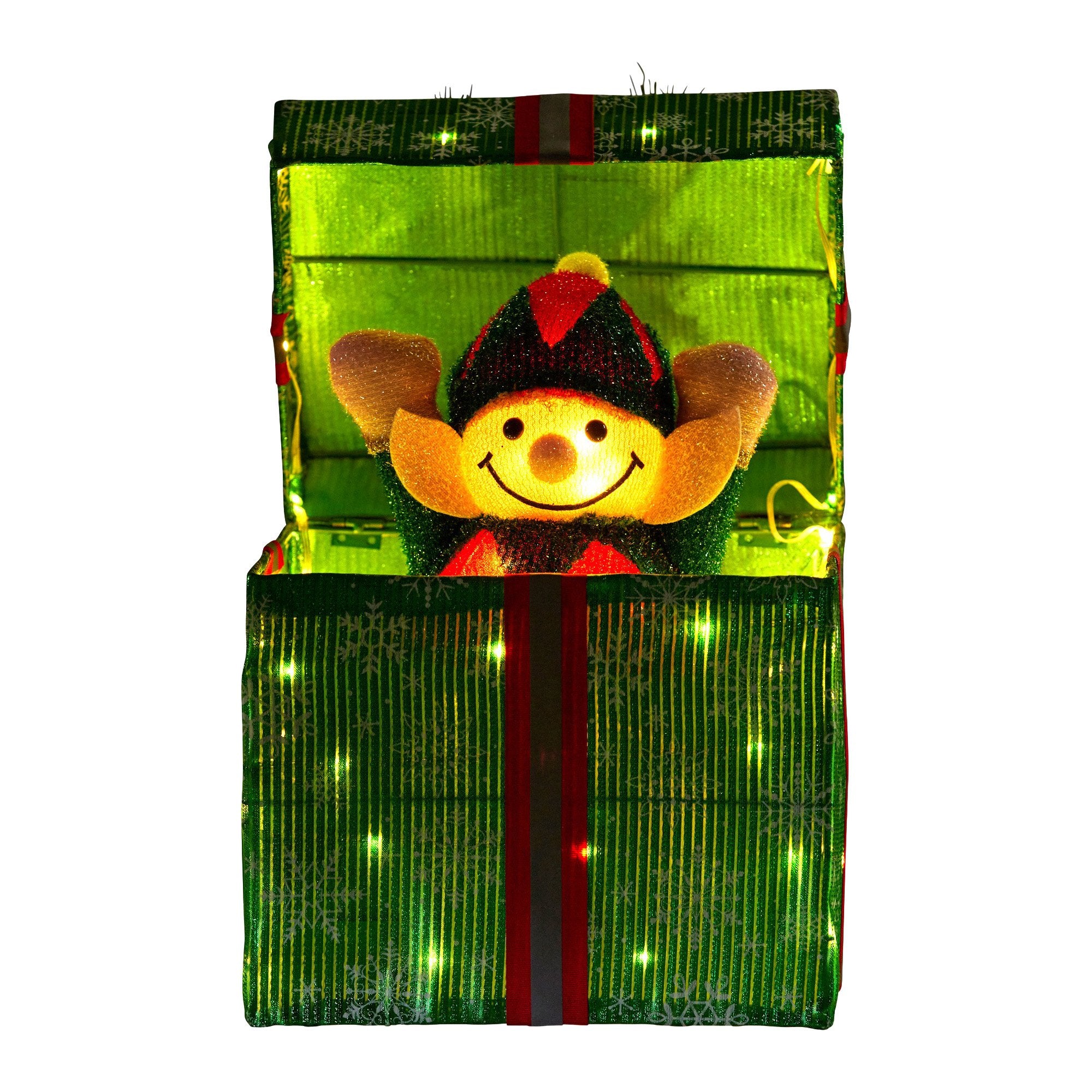 Christabelle Animated Elf Gift Box Led Lights Christmas Tree Decoration Ornament