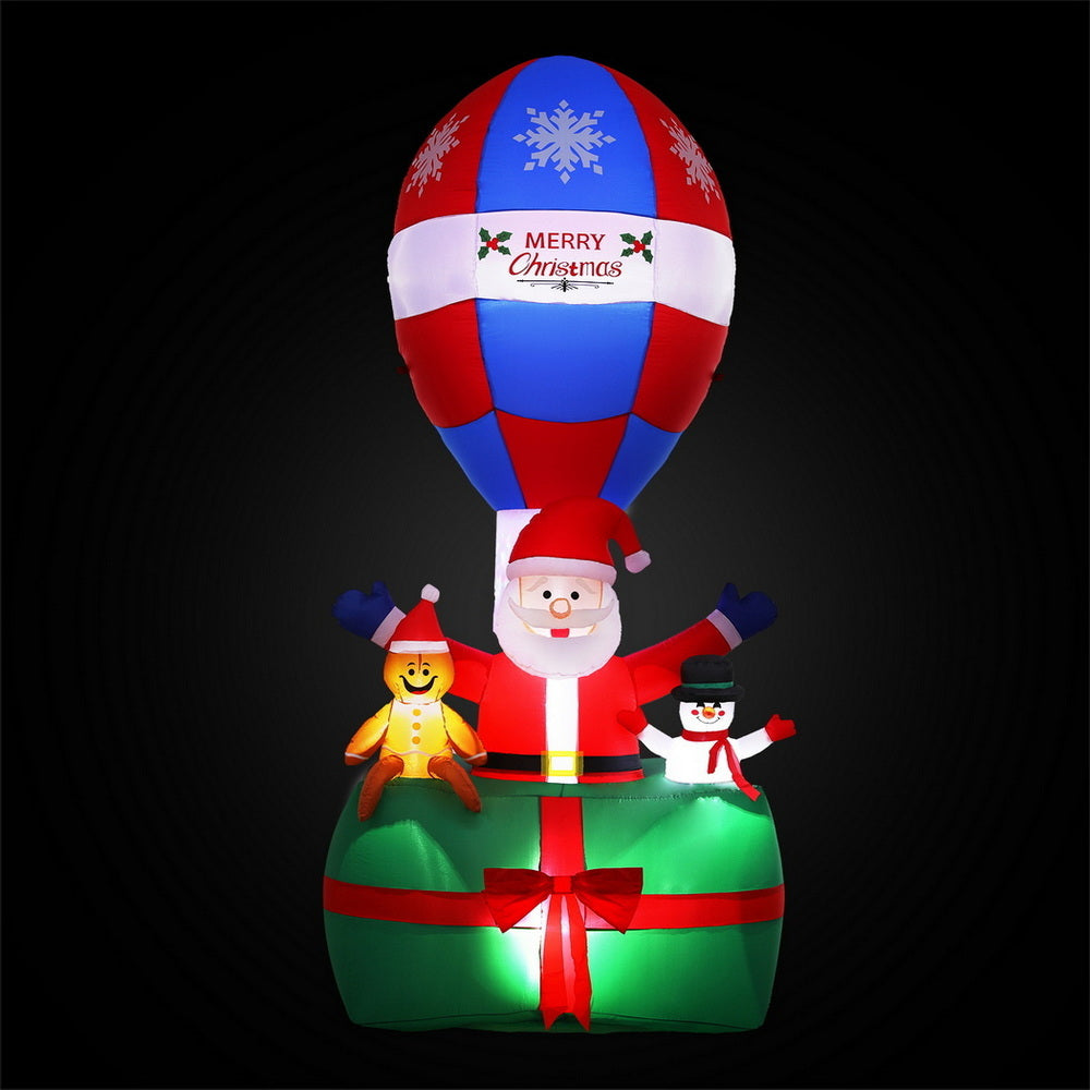 Jingle Jollys Christmas Inflatable Santa in Ballon 2.8M Height LED Decorations Illuminated