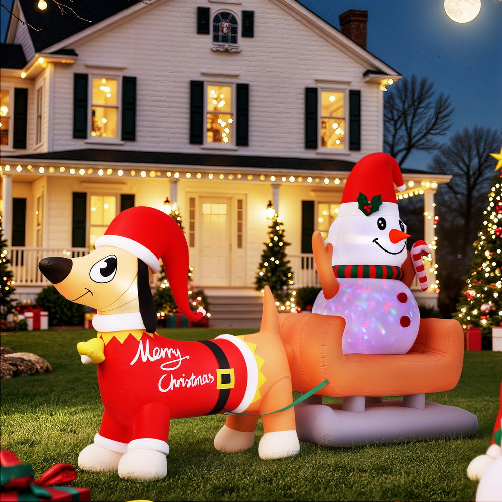Jingle Jollys Christmas Inflatable Snowman Dog 4.2M Tall Outdoor Decorations Illuminated