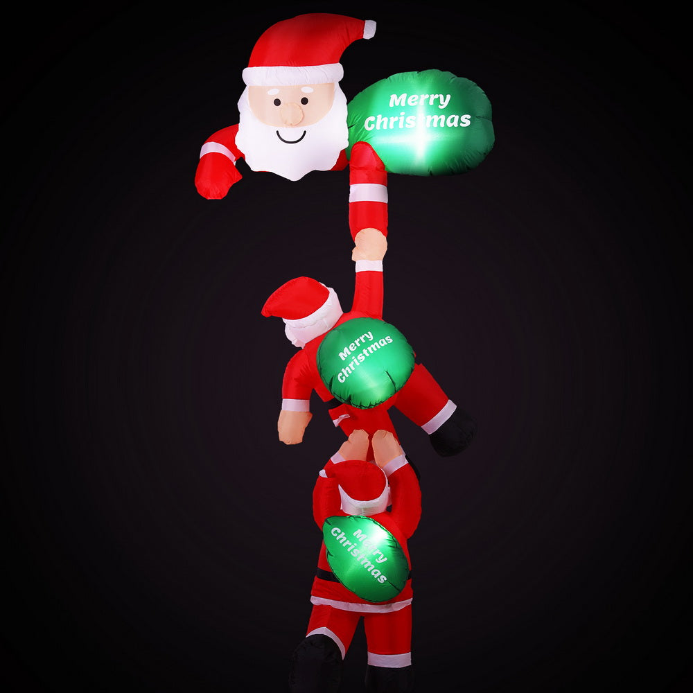 Jingle Jollys Christmas Inflatable Climbing Santa 2.5M Height LED Decorations Illuminated