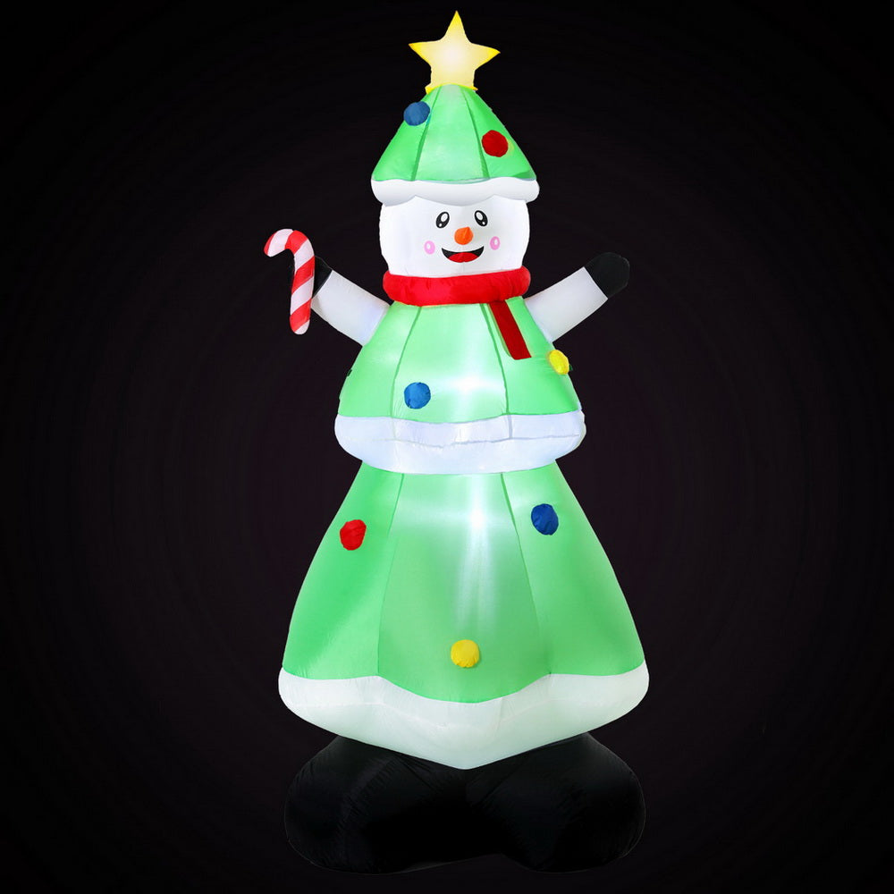 Jingle Jollys Christmas Inflatable Snowman Tree 2.75M Height LED Decorations Illuminated