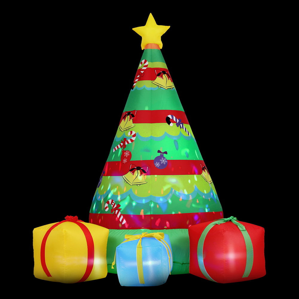 Jingle Jollys Christmas Inflatable Gift Tree 2.2M Height Flashing Light Decorations Illuminated